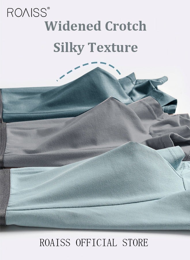 Set of 3 Men's Boys Cotton Boxer Briefs Breathable Soft Underwear Summer Stretch Large Size Plus Fat Men's Boxer Briefs