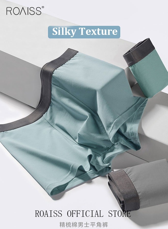 Set of 3 Men's Boys Cotton Boxer Briefs Breathable Soft Underwear Summer Stretch Large Size Plus Fat Men's Boxer Briefs