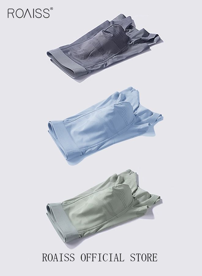 Set of 3 Men's Boys Ice Silk Boxer Briefs Boxer Briefs Breathable Soft Underwear Summer Stretch Plus Size Teen Classic Briefs