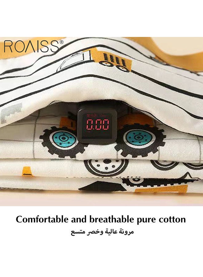 4-Piece Men's Printed Underwear Thin Ice Silk Smooth Texture Honeycomb Structure Inner Crotch Elastic Underwear