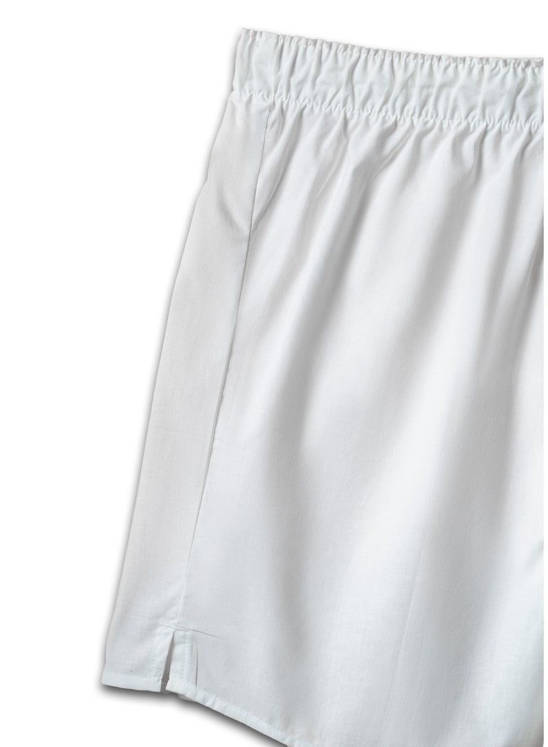 Men's boxers Woven 100% cotton white sirwal arabic shorts Tag-Free feathertouch waistband softness and breathability [Pack of 2]