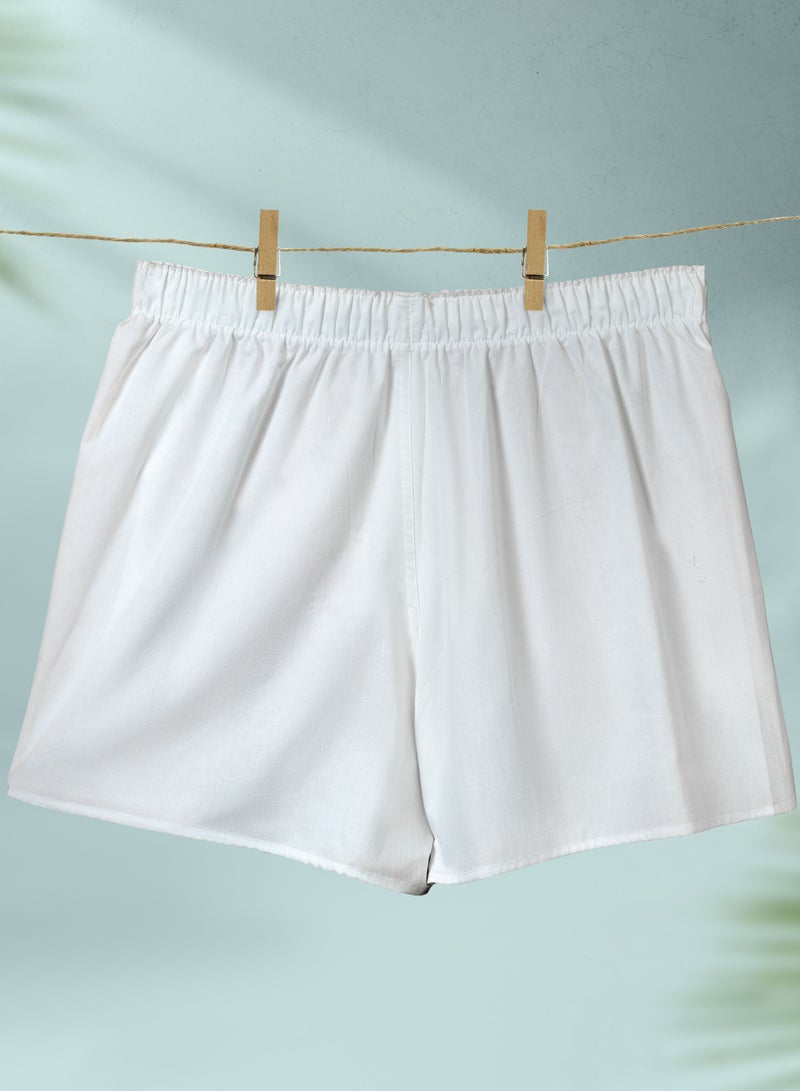 Men's boxers Woven 100% cotton white sirwal arabic shorts Tag-Free feathertouch waistband softness and breathability [Pack of 2]