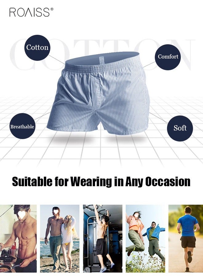 4-Piece Men's Loose Underwear Pure Cotton Plaid Home Shorts Unconstrained And Comfortable Underwear