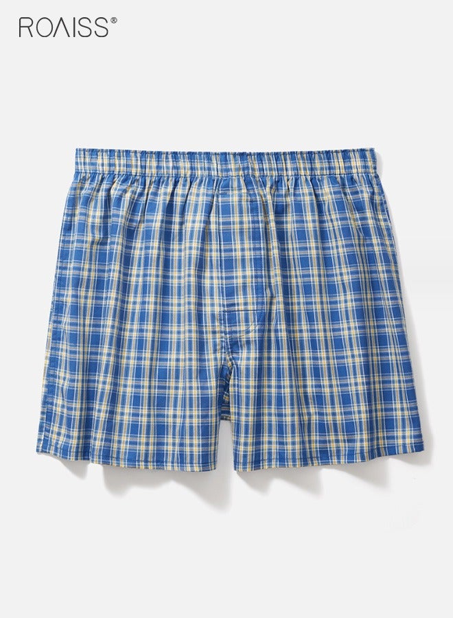 4-Piece Men's Loose Underwear Pure Cotton Plaid Home Shorts Unconstrained And Comfortable Underwear