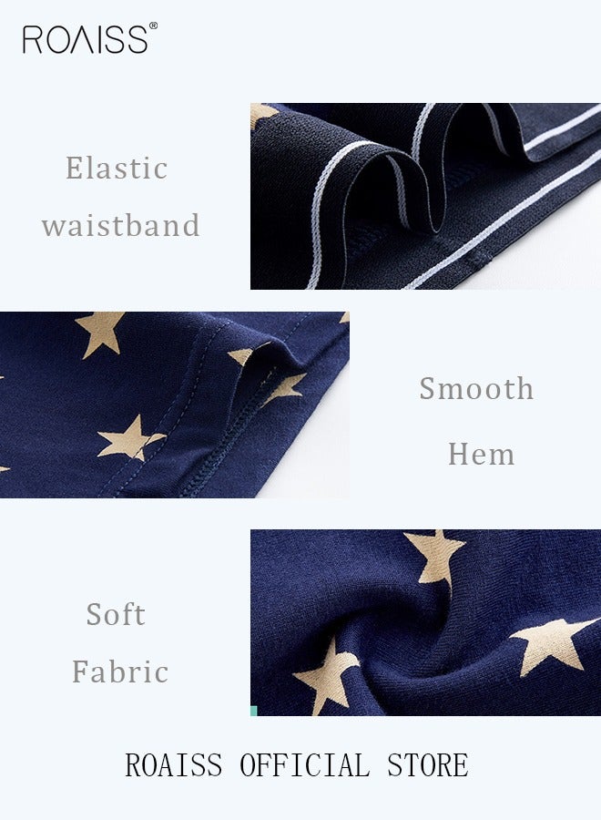 4 Pack Set Men's 95% Cotton Boxer Shorts Breathable Soft Underwear Summer High Stretch Seamless Underwear