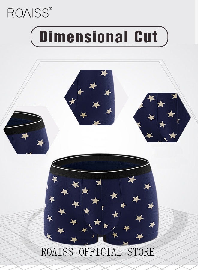 4 Pack Set Men's 95% Cotton Boxer Shorts Breathable Soft Underwear Summer High Stretch Seamless Underwear