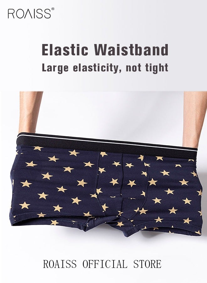 4 Pack Set Men's 95% Cotton Boxer Shorts Breathable Soft Underwear Summer High Stretch Seamless Underwear
