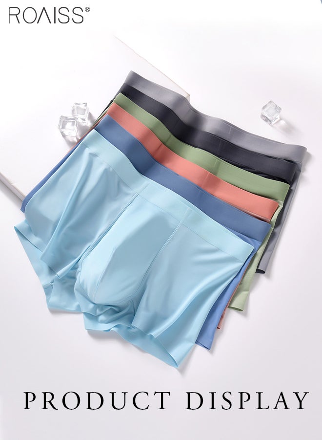 4-Piece Set Of Thin Ice Silk Underwear For Men High Elasticity Comfortable And Breathable Boxer Briefs For Daily Wear In Summer