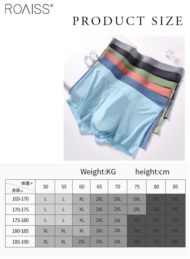 4-Piece Set Of Thin Ice Silk Underwear For Men High Elasticity Comfortable And Breathable Boxer Briefs For Daily Wear In Summer