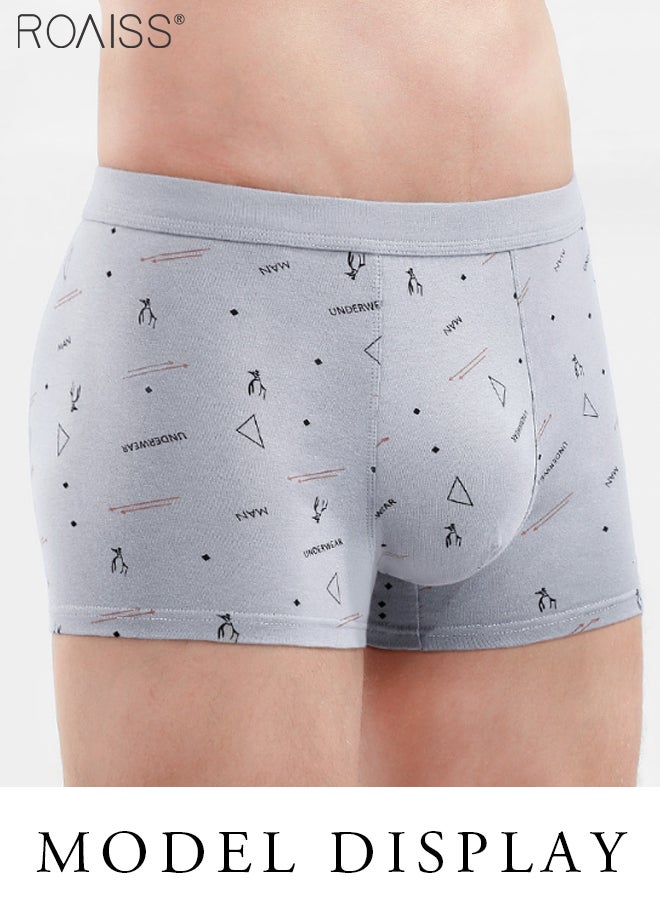 4-Piece Set Of Pure Cotton Printed Underwear For Men, Comfortable And Breathable Boxer Briefs For Daily Wear