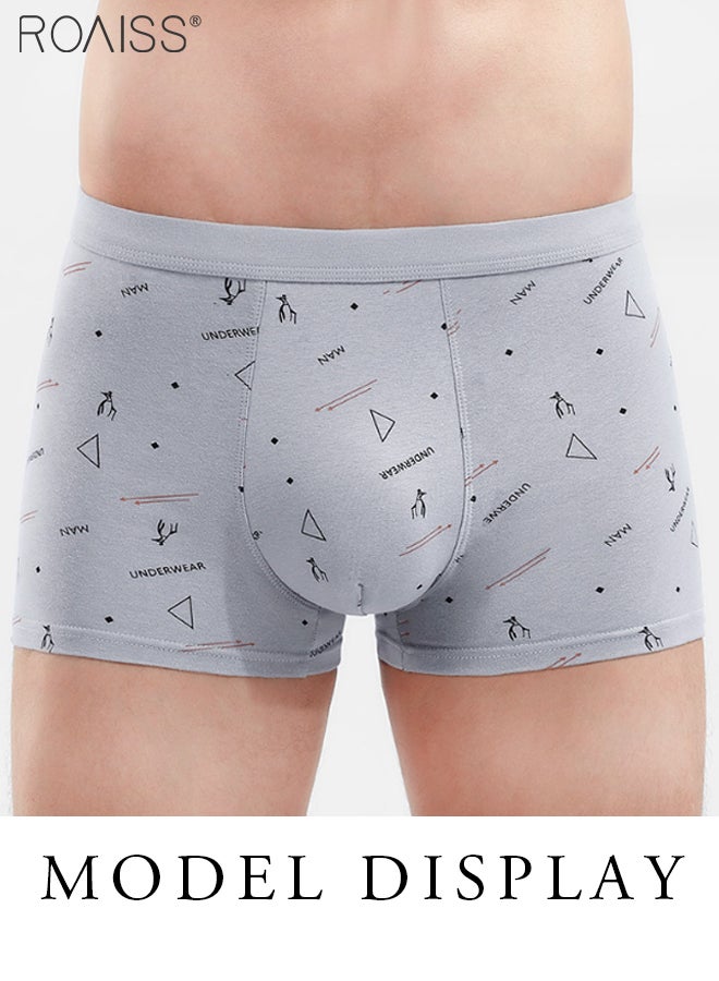 4-Piece Set Of Pure Cotton Printed Underwear For Men, Comfortable And Breathable Boxer Briefs For Daily Wear