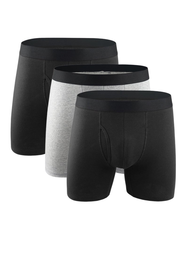 3 Pieces Mens Underwear Cotton Boxer Breathable Briefs For Men