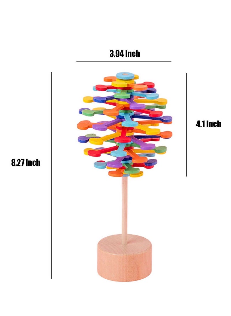 Wooden Spiral Sensory Fidget Toys Multi-Color Wood Spiral Lollipop Adult and Children's Sensory Toys New Magic Rotary Lollipop Baseball Decompression Toys