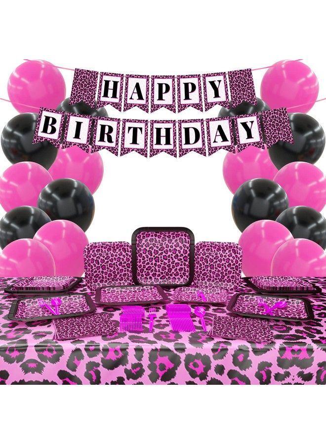 Pink Leopard Deluxe Party Supplies Packs (123 Pieces For 16 Guests) Pink Leopard Party Decorations Pink Birthday Cheetah Birthday Cheetah Party Two Wild Birthday For Girls Blue Orchards