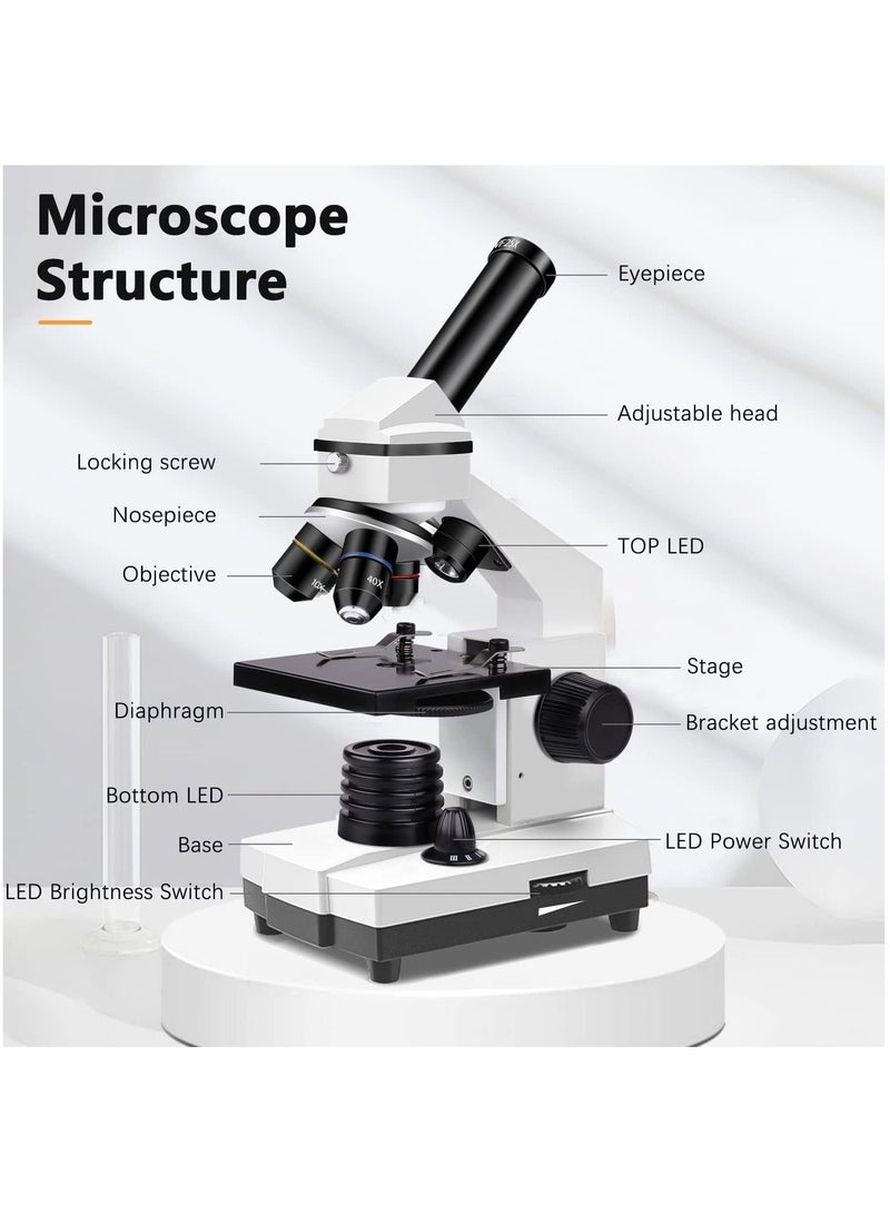 Powerful 100X-2000X Microscopes for Kids & Adults - Ideal for Home & School Labs with Slides & Phone Adapter