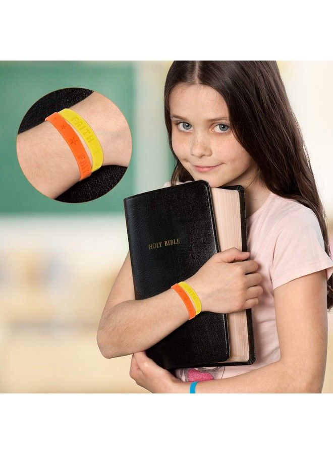 60 Pieces Religious Sayings Rubber Bracelet Silicone Christian Bracelets Wristbands For Kids Religious Gifts()