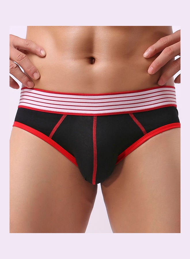 Elastic Low Waist Underwear with Bulge Pouch Black