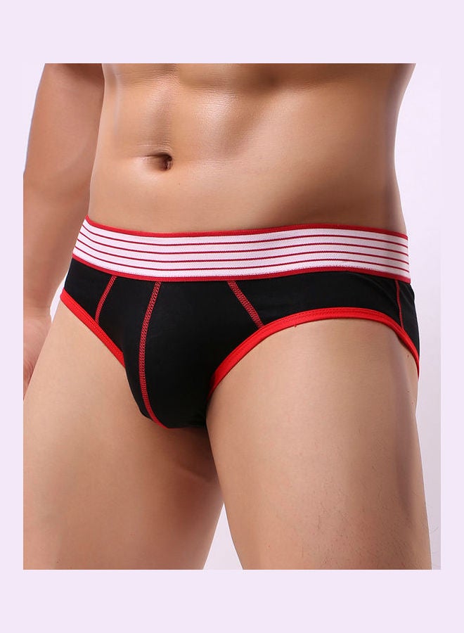 Elastic Low Waist Underwear with Bulge Pouch Black