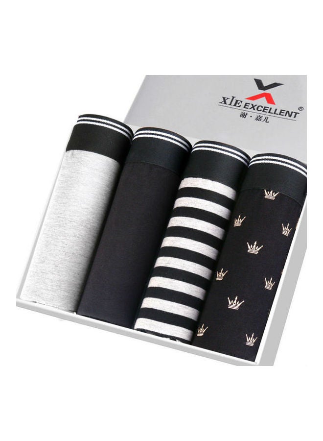 4 Pack Colourblocked Breathable Boxer Black/White/Grey