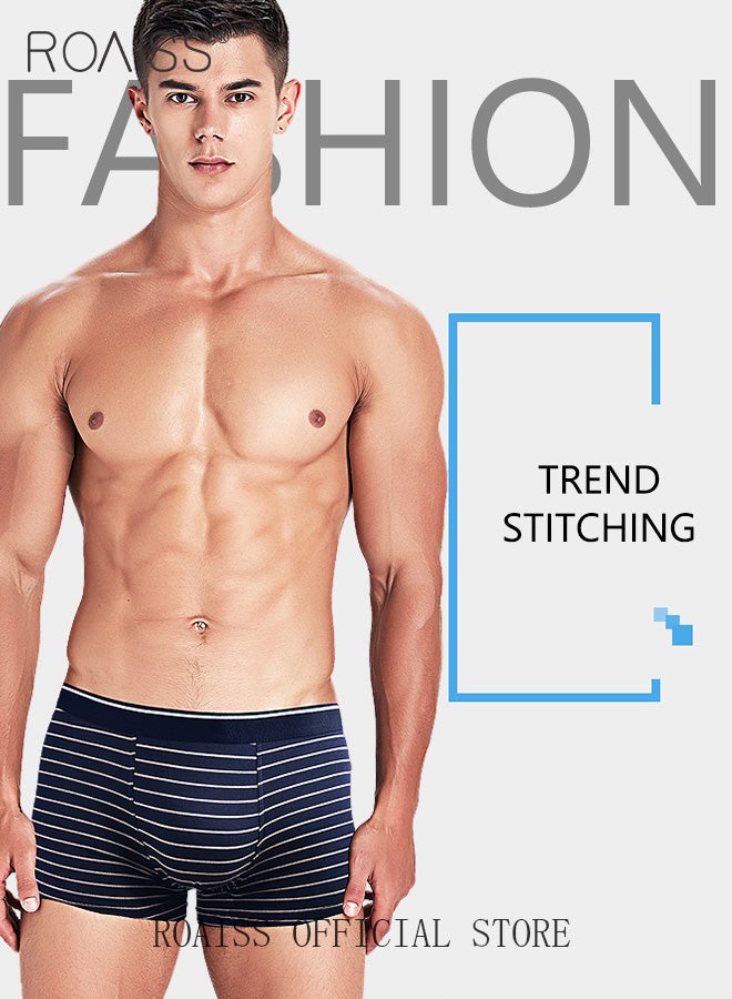 Men's Boxers 4 Pack Set Trend Men's Teenage Boys Underwear Short Briefs High Elastic Classic Underwear