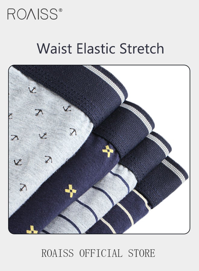Men's Boxers 4 Pack Set Trend Men's Teenage Boys Underwear Short Briefs High Elastic Classic Underwear