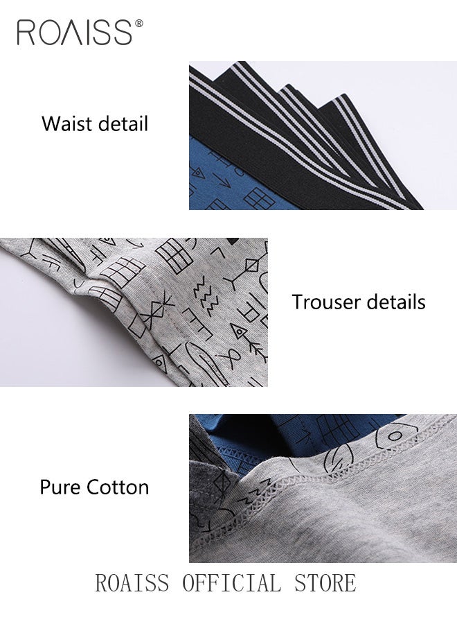 Men Boxers 4 Pack Set Trend Men Teenage Boys Underwear Short Briefs High Elastic Classic Underwear