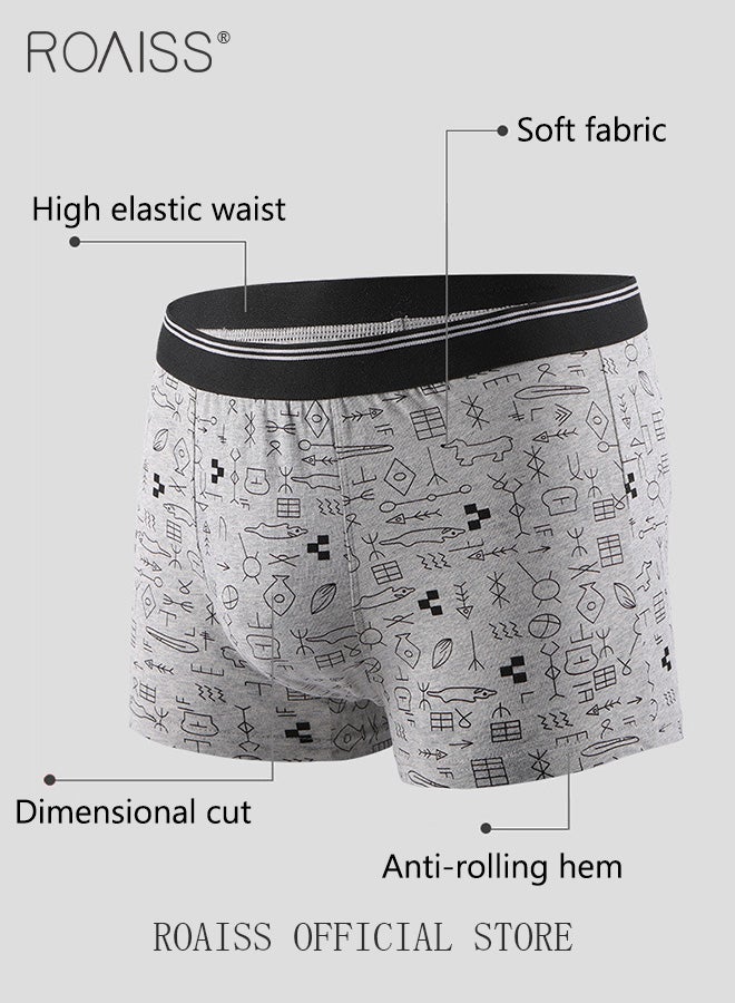 Men Boxers 4 Pack Set Trend Men Teenage Boys Underwear Short Briefs High Elastic Classic Underwear