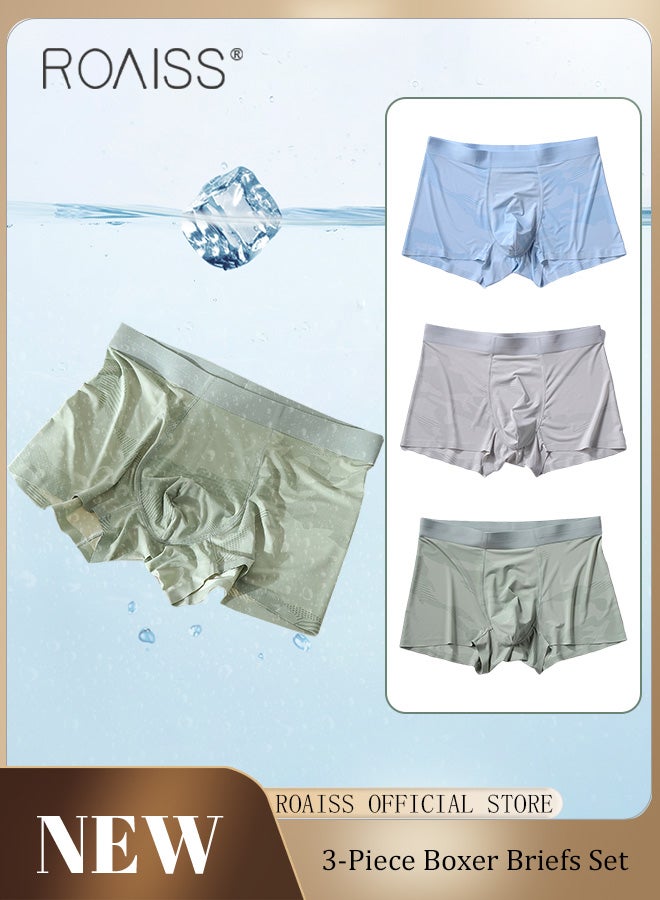 Men Boxers 3 Pack Set Trend Men Teenage Boys Underwear Short Briefs High Elastic Classic Underwear