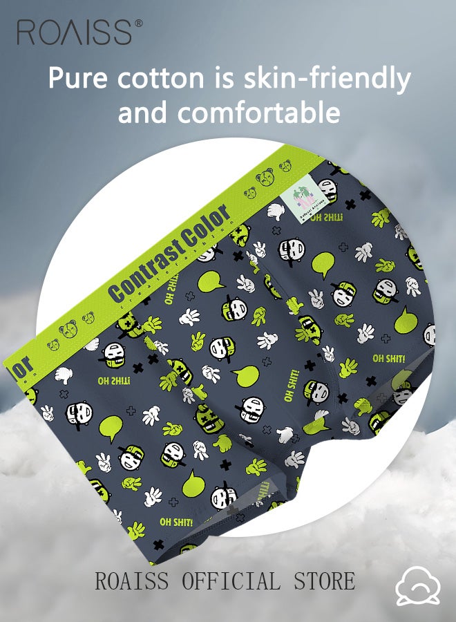 2 Pack Patterned Boxer Briefs Fashionable Boxers for Men Contrast Color Young Underwear
