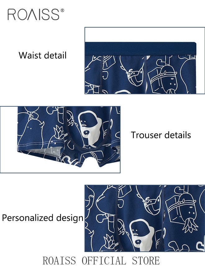 3 Pack Collection of Men Underwear Men Cotton Boxer Briefs of Mid Rise Square Cut Underwear with Antibacterial Lining