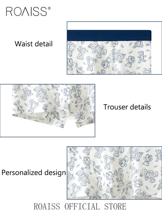 3 Pack Boxer Briefs for Men Youth Boxer Mid Waist Pure Cotton Underwear Cotton Antibacterial Crotch Men's Shorts