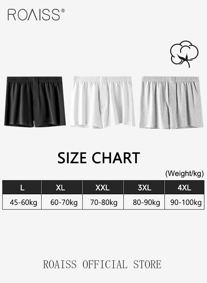 3 Pack Plus Size Men Arolo Shorts  Pure Cotton Fabric Loose Fit Design Youth Boxer Briefs Comfortable Underwear Lounge Pants and Casual Shorts for Men Skin Friendly and Soft
