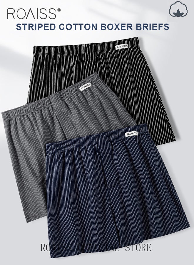 3 Pack Plus Size Men Arolo Shorts  Pure Cotton Fabric Loose Fit Design Youth Boxer Briefs Comfortable Underwear Lounge Pants and Casual Shorts for Men Skin Friendly and Soft