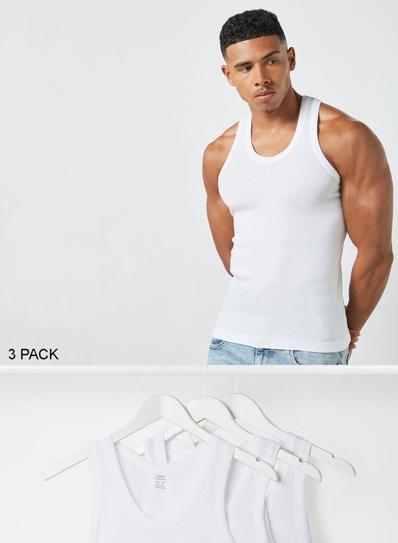3 Pack Basic Plain Undershirts White