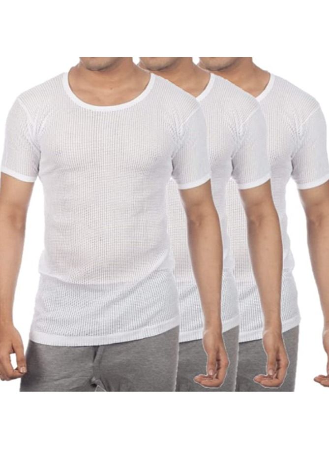 LUX Premium Men’s T-Shirt – [Pack of 3] White, Net Design