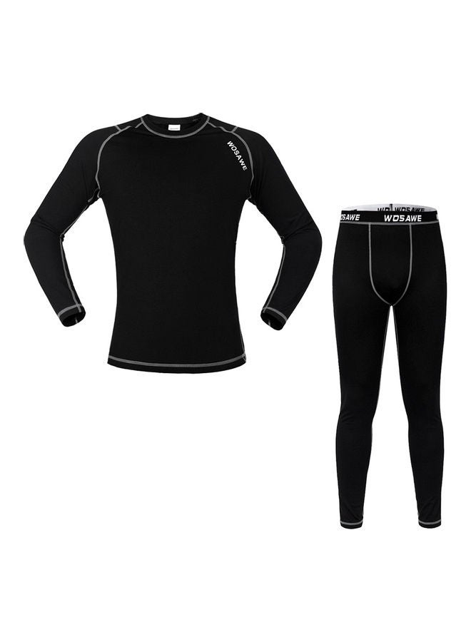 Men Long Sleeve Thermal Fleece Lined Compression Underwear Set  XXL 35x5x25cm