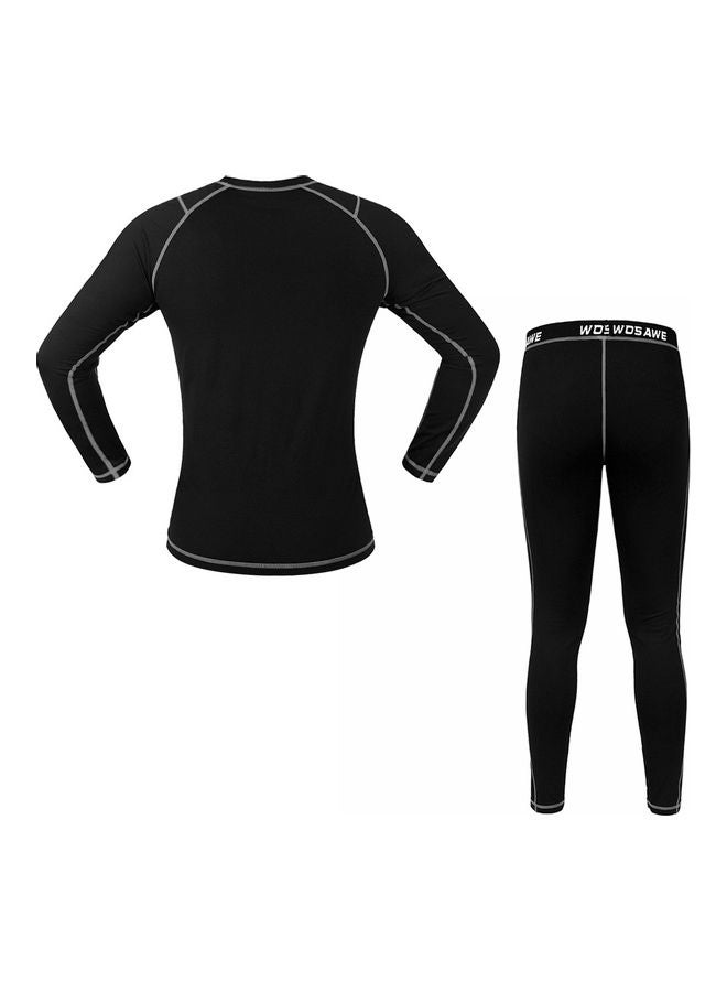 Men Long Sleeve Thermal Fleece Lined Compression Underwear Set  XXL 35x5x25cm