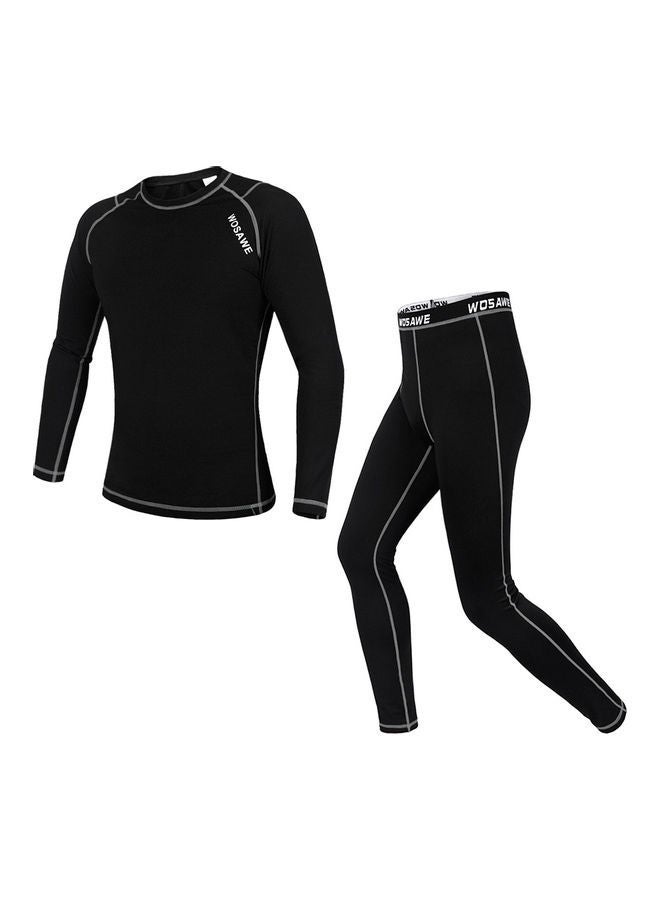 Men Long Sleeve Thermal Fleece Lined Compression Underwear Set  XXL 35x5x25cm