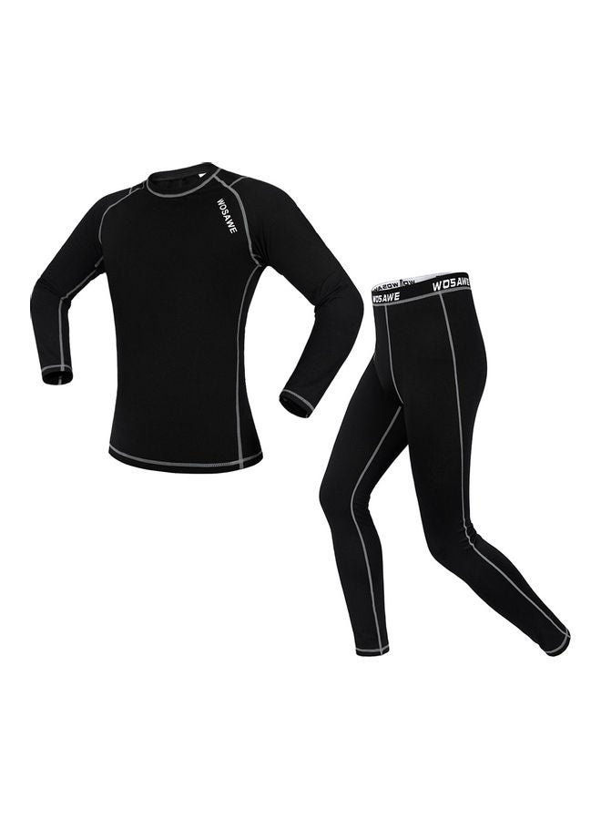 Men Long Sleeve Thermal Fleece Lined Compression Underwear Set  XXL 35x5x25cm