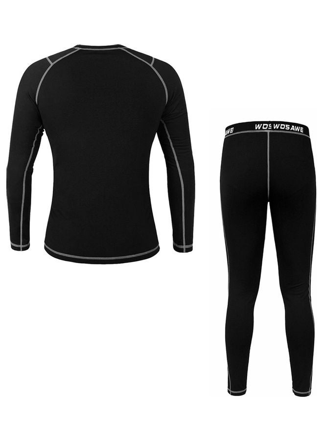 Men Long Sleeve Thermal Fleece Lined Compression Underwear Set  XXL 35x5x25cm