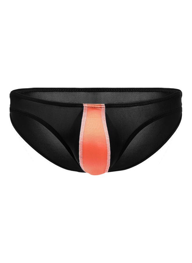 Low Rise Solid Thong Black/Orange