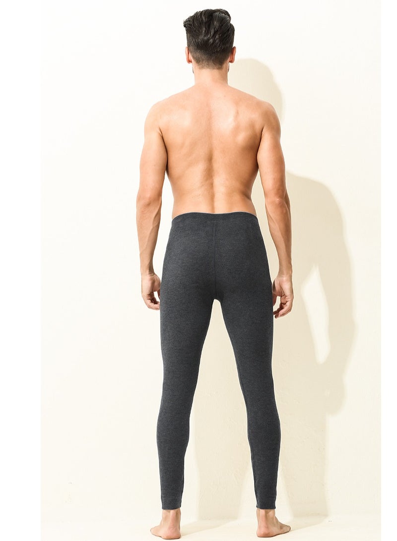 Men's Solid Color Tights Leggings Underwear Pants Long Johns Bottoms Wintergear  Warm Base Layer Bottoms Dark Grey