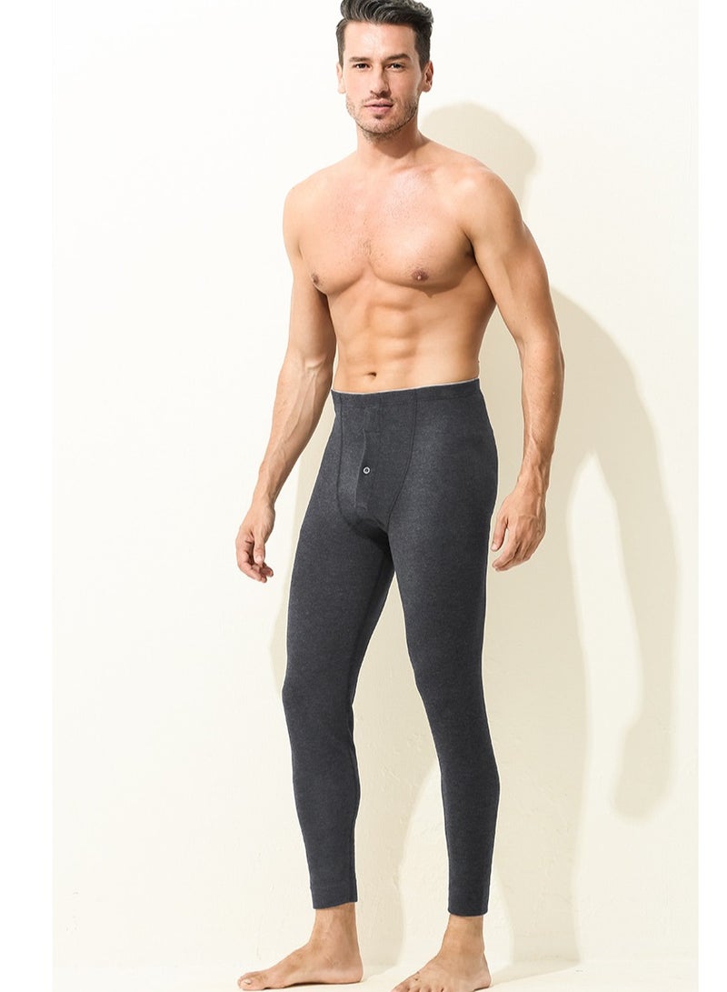 Men's Solid Color Tights Leggings Underwear Pants Long Johns Bottoms Wintergear  Warm Base Layer Bottoms Dark Grey