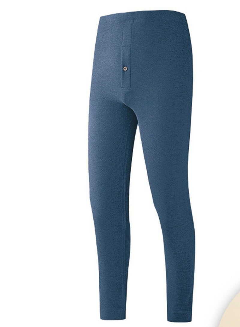 Men's Solid Color Tights Leggings Underwear Pants Long Johns Bottoms Wintergear  Warm Base Layer Bottoms Dark Blue