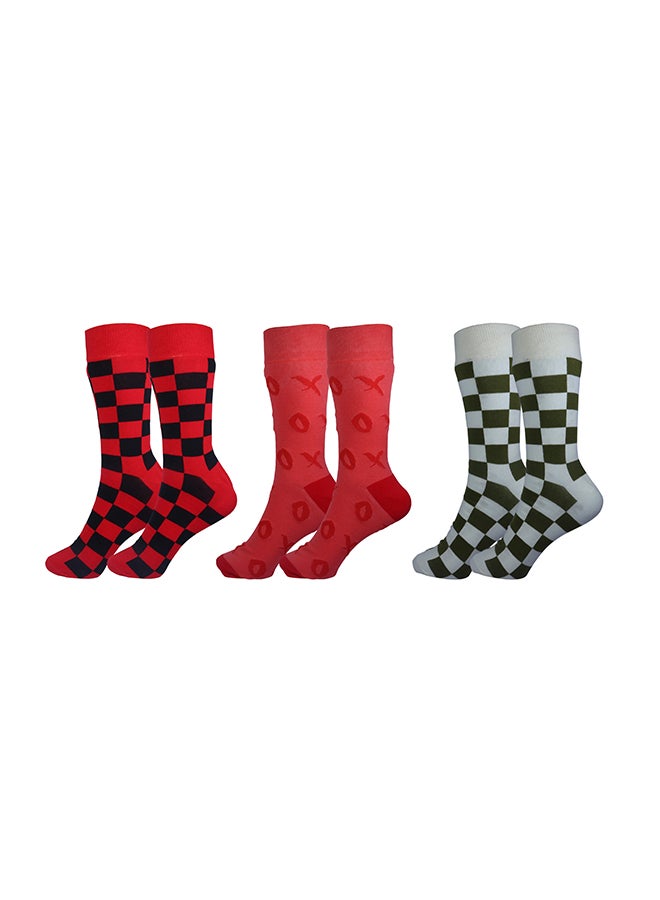 Pack Of 3 Colorful Dress Socks Multicolour