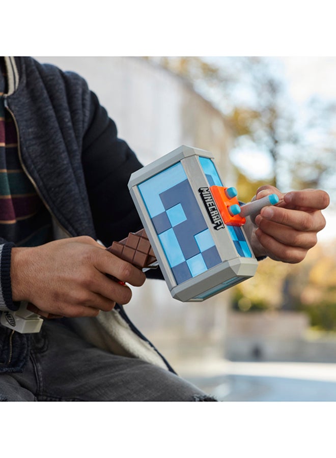 Nerf Minecraft Stormlander Dart-Blasting Hammer, Fires 3 Darts, Includes 3 Official Nerf Elite Darts, Pull-Back Priming Handle