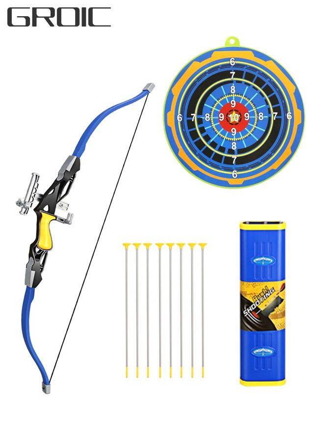 Sport Series Archery Shooting Set,  Basic Archery Set Outdoor Hunting Game, Bow and Arrow Toy for Kids, Include Target、Shoulder-strapped Quiver and 8 Suction Cup Arrows