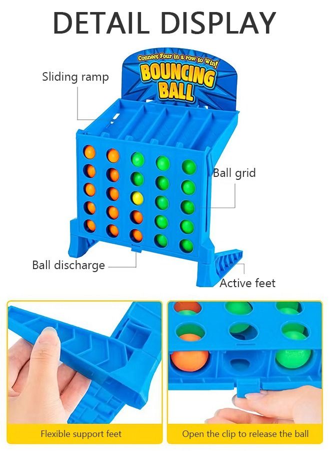 Connect Bouncing Ball 4 Shots Game, Classic 4 in a Row Link Up 4 Ball Game Educational Toy, Parent-Child Interaction Party Multiplayer Funny Desktop Connect Balls Game Toy for Kids Family