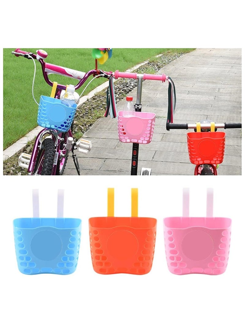 Bike Basket, 1 Pack Kids Bike Basket fo Girls & Boys Bike, Kid's Bicycle Front Handlebar Plastic Basket, Kids Bicycle Accessories(Pink)