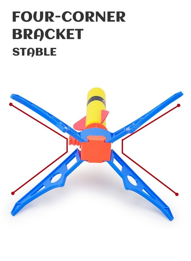Rocket Launcher Toy Stunt Planes Rocket Launcher for Kids, Soars 100 Feet, Unique Tricks and Adjustable Launcher Stand Includes 6 Air Powered Foam Rockets, Outdoor Toy and Gift for Kids
